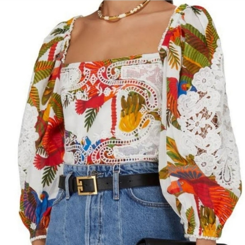 FARM Rio Multicolor Blouse with Lace Detail